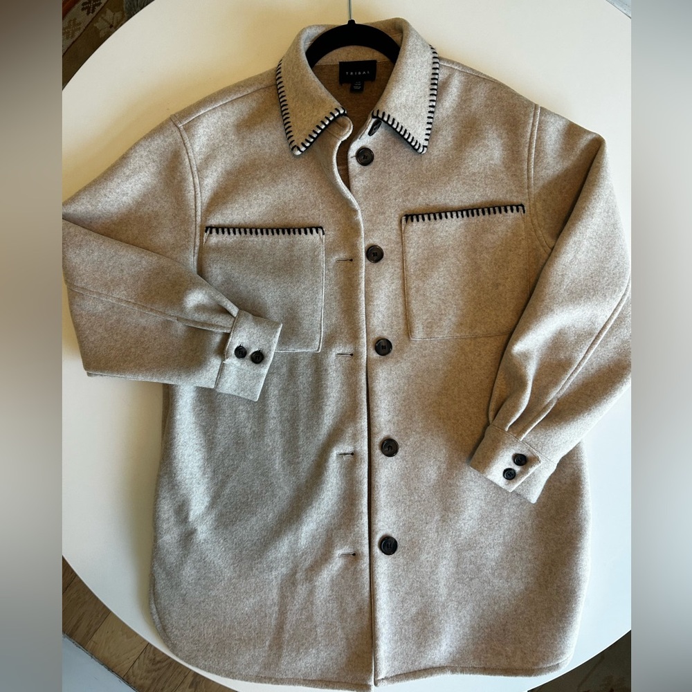 Women’s Tribal Blanket Coat with Black Stitch Small